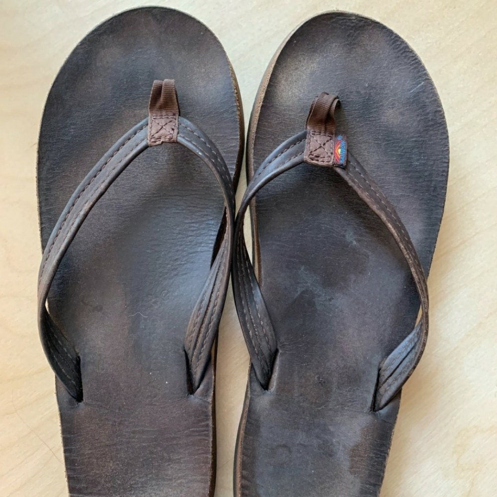 Rainbow flip flops
